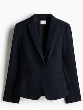 H&M Women’s Black Tailored Blazer - Classic Single-Button Jacket FITTED 4